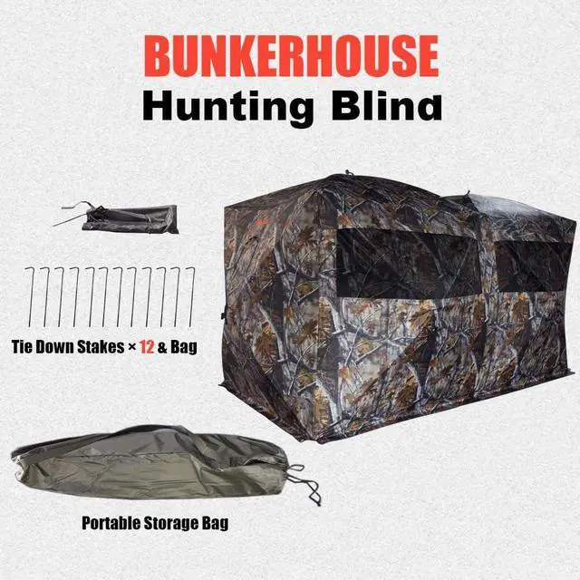 Alt view image 3 of 7 - Thunderdome Pop Up Portable 6 Person Side-by-Side Hunting Blind for Deer & Turkey Hunting, 140" L x 70" W x 80" H