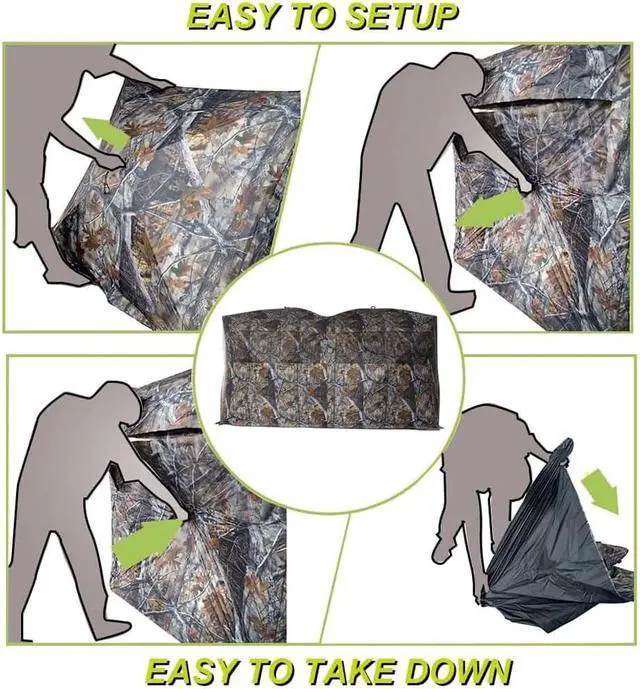 Alt view image 4 of 7 - Thunderdome Pop Up Portable 6 Person Side-by-Side Hunting Blind for Deer & Turkey Hunting, 140" L x 70" W x 80" H