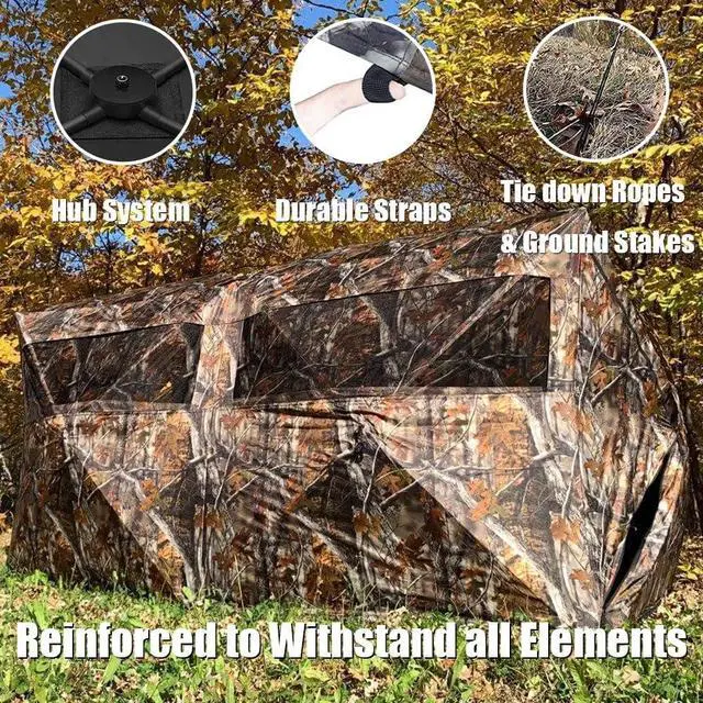 Alt view image 5 of 7 - Thunderdome Pop Up Portable 6 Person Side-by-Side Hunting Blind for Deer & Turkey Hunting, 140" L x 70" W x 80" H