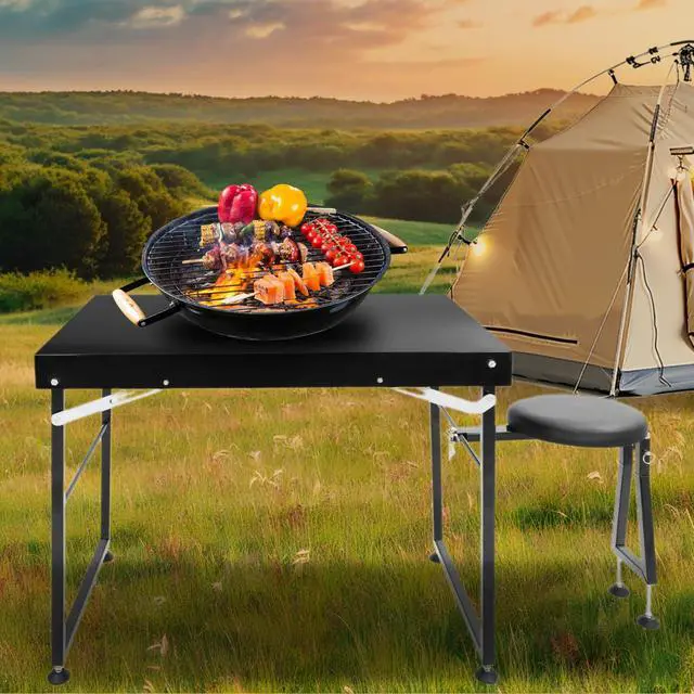 Alt view image 6 of 7 - Foldable Shooting & Hunting Table with Shooting Bench, Adjustable | Height Legs and Seat, Steel Portable Shooting Bench Rest for Rifles for Outdoor Range and Hunting