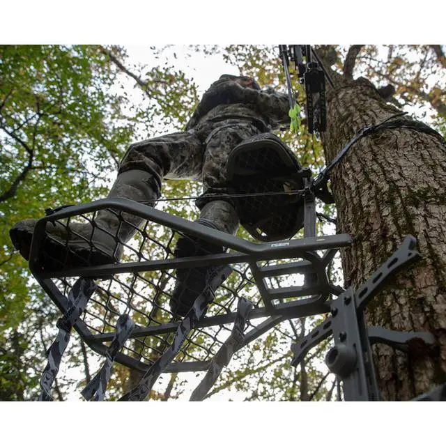 Alt view image 6 of 7 - Hang-On Tree Stands Durable, Comfortable Deer Hunting Platforms with Safety Harness Systems, Grey Finish, XL