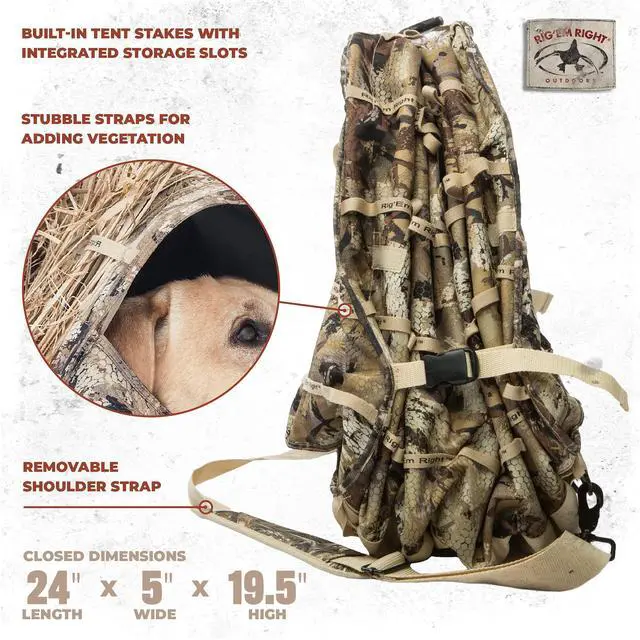 Alt view image 4 of 5 - Rig'Em Right Waterfowl Field Bully Bird Hunting Dog Blind - Ultra Quick Setup with no Pins, Hinges or Poles
