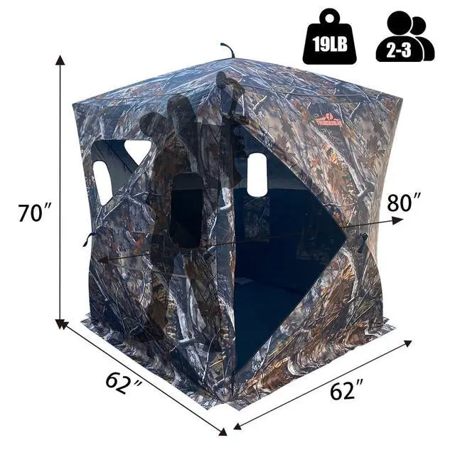 Alt view image 2 of 7 - 270 Degree See Through Hunting Blind, Portable 2-3 Person Pop Up Ground Hunting Blinds, Durable See Thru Hunting Tent for Deer & Turkey Hunting