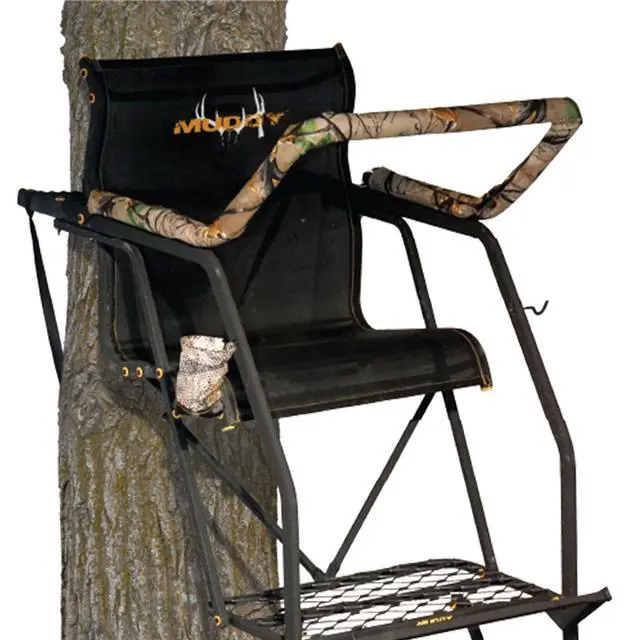 Alt view image 7 of 7 - The Stronghold 1.5 Deer Hunting Ladderstand, 21 Foot 1 Person Climbing Tree Stand with Lumbar Seat and Expanded D-Force Metal Platform