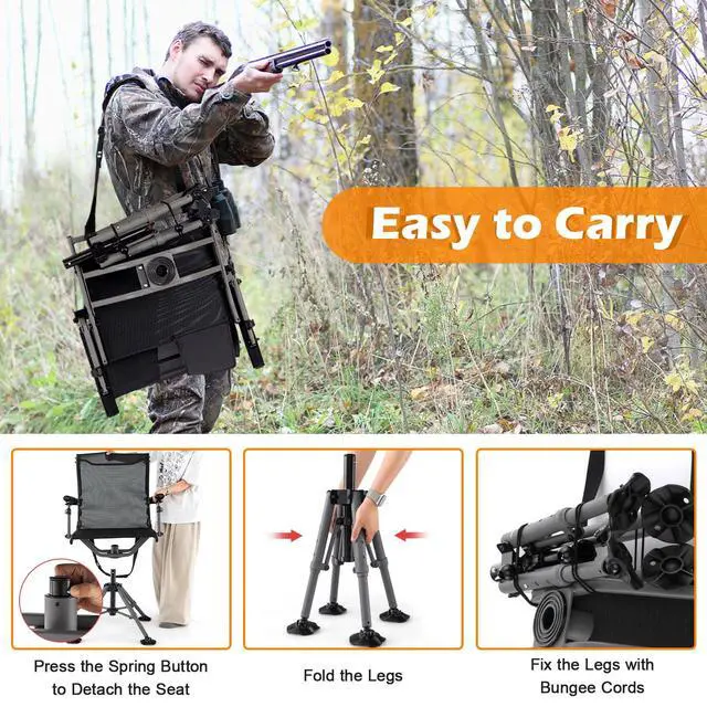 Alt view image 5 of 7 - Moccha Hunting Chair with Gun Rest - 360° Swivel Camo Blind Chair with Adjustable Shooting Rest