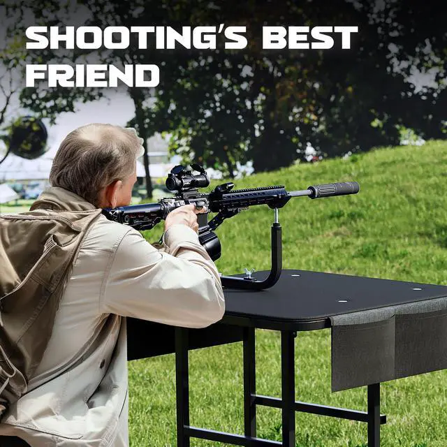 Alt view image 4 of 7 - Portable Shooting Table Seat Set, Height Adjustable Gun Rest and | Ammo Pockets for Outdoor Range Hunting