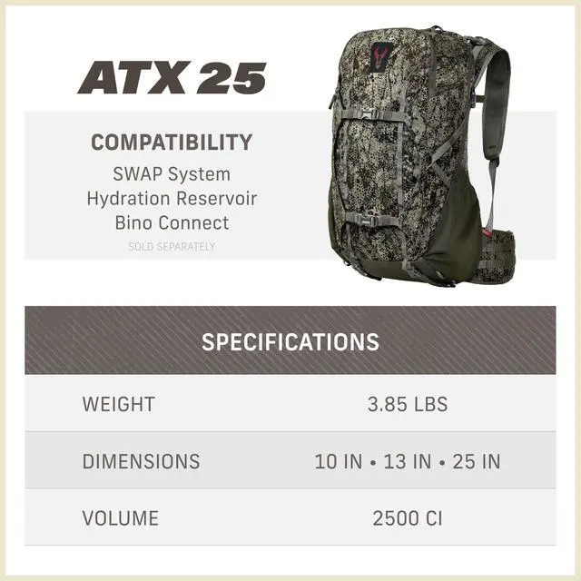 Alt view image 4 of 7 - ATX 25 Hunting Pack - All-Terrain Xtreme Tactical Backpack, Lightweight, Water Resistant, Olive