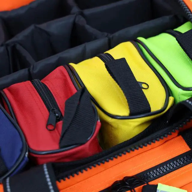Alt view image 7 of 7 - Lightning X Personalized EMT Trauma Bag Large ALS Medical Bag with 6 Color-Coded Pouches, MOLLE Panel, Waterproof Bottom, Reflective EMS Gear, Custom Embroidered Name or Logo | LXMB35