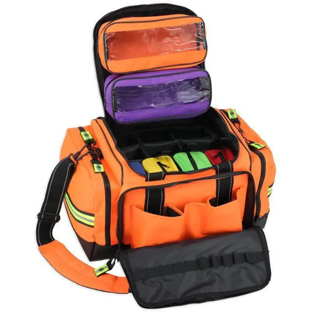 Alt view image 3 of 7 - Lightning X Personalized EMT Trauma Bag Large ALS Medical Bag with 6 Color-Coded Pouches, MOLLE Panel, Waterproof Bottom, Reflective EMS Gear, Custom Embroidered Name or Logo | LXMB35