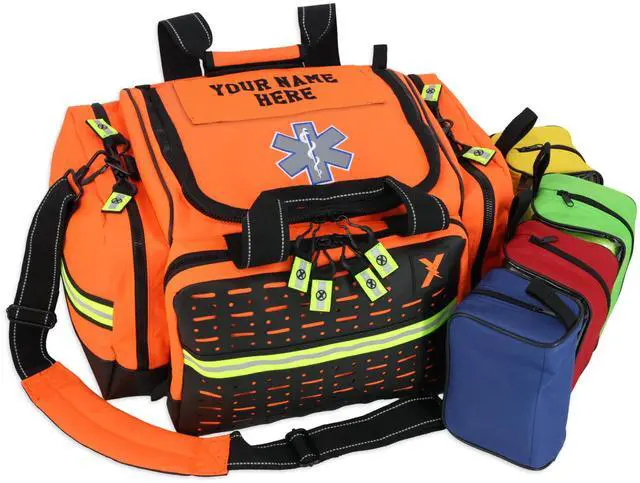 Main image of Lightning X Personalized EMT Trauma Bag Large ALS Medical Bag with 6 Color-Coded Pouches, MOLLE Panel, Waterproof Bottom, Reflective EMS Gear, Custom Embroidered Name or Logo | LXMB35