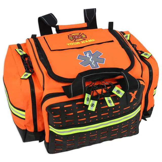 Alt view image 2 of 7 - Lightning X Personalized EMT Trauma Bag Large ALS Medical Bag with 6 Color-Coded Pouches, MOLLE Panel, Waterproof Bottom, Reflective EMS Gear, Custom Embroidered Name or Logo | LXMB35