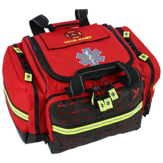 Alt view image 2 of 7 - Lightning X Personalized EMT Trauma Bag Large ALS Medical Bag with 6 Color-Coded Pouches, MOLLE Panel, Waterproof Bottom, Reflective EMS Gear, Custom Embroidered Name or Logo | LXMB35