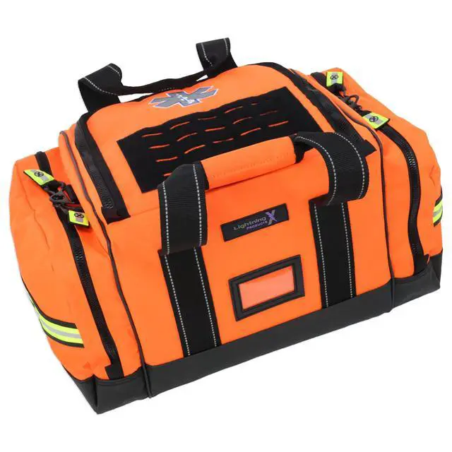 Alt view image 6 of 7 - Lightning X Personalized EMT Trauma Bag Large ALS Medical Bag with 6 Color-Coded Pouches, MOLLE Panel, Waterproof Bottom, Reflective EMS Gear, Custom Embroidered Name or Logo | LXMB35