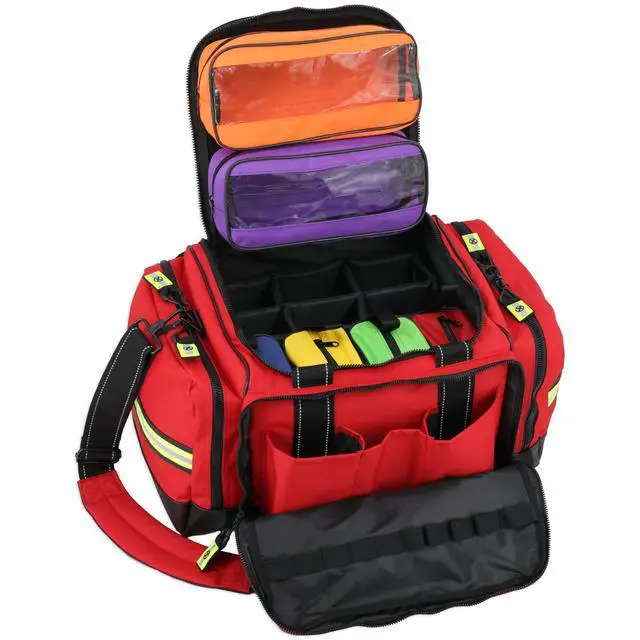 Alt view image 3 of 7 - Lightning X Personalized EMT Trauma Bag Large ALS Medical Bag with 6 Color-Coded Pouches, MOLLE Panel, Waterproof Bottom, Reflective EMS Gear, Custom Embroidered Name or Logo | LXMB35