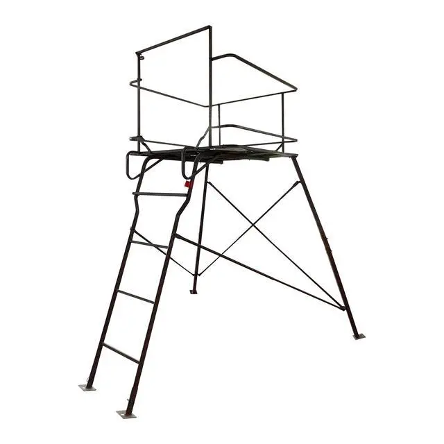 Alt view image 3 of 7 - 6 Foot Tripod Hunting Tower Blind, 2-Person Stand Elevated, 4' x 4' Platform for Deer Hunting, Antelope and Elk, Camouflage