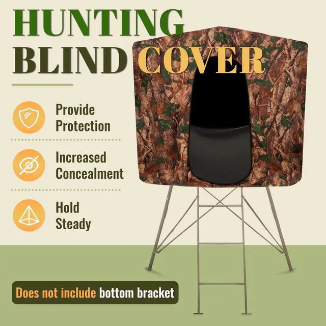 Alt view image 2 of 7 - Hunting Blind Cover Deer Hunting Blind Camouflage Enclosure | Universal 2 Entrances Hunting Equipment 360 Degree Full Surround Coverage Quad Blind Cover Steel + Cloth (Stand Not Included)