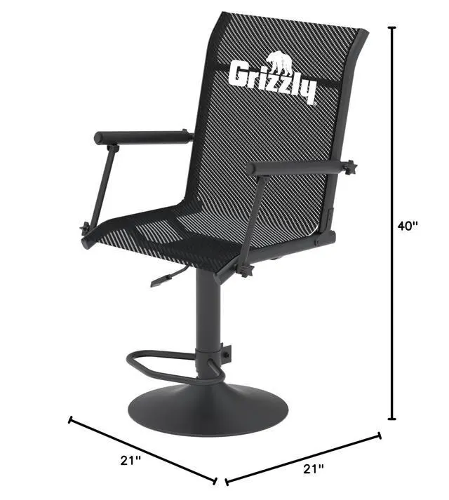 Alt view image 2 of 7 - Grizzly Alpha Swivel Blind Chair | Hunting Blind Accessory | Quiet & Comfortable | 360 Degree Swivel | Adjustable Height | Black