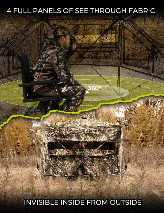 Alt view image 3 of 7 - Hunting Blind 360 See Through, Pop Up Ground Blind with Large Door