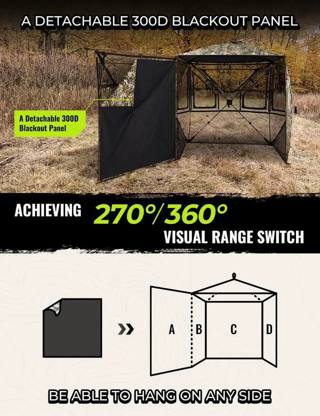 Alt view image 2 of 7 - Hunting Blind 360 See Through, Pop Up Ground Blind with Large Door