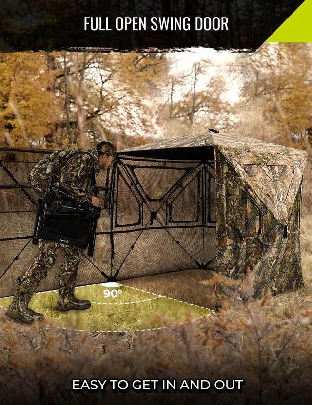 Alt view image 4 of 7 - Hunting Blind 360 See Through, Pop Up Ground Blind with Large Door