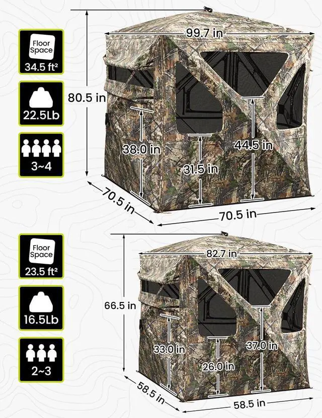 Alt view image 7 of 7 - Hunting Blind 360 See Through, Pop Up Ground Blind with Large Door