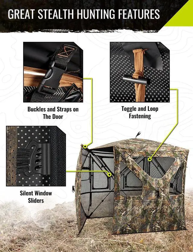 Alt view image 5 of 7 - Hunting Blind 360 See Through, Pop Up Ground Blind with Large Door