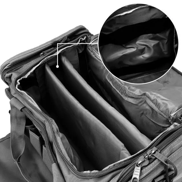 Alt view image 4 of 7 - Tactical Range Bag with Removable Pistol Pouches | Gun Duffle Bag with Removable Pistol Pouches for Ammo, Shooting, Hunting, or Travel