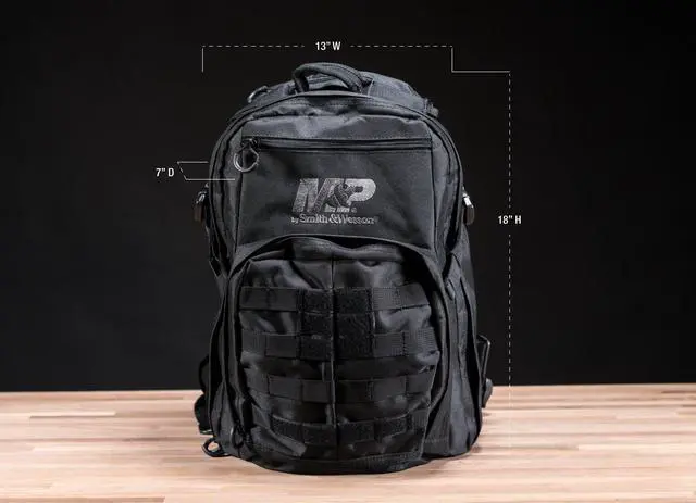Alt view image 2 of 3 - M&P Duty Series Small Backpack with Weather Resistance, Ballistic Fabric Construction and MOLLE for Hunting, Range, Travel and Sport, Black
