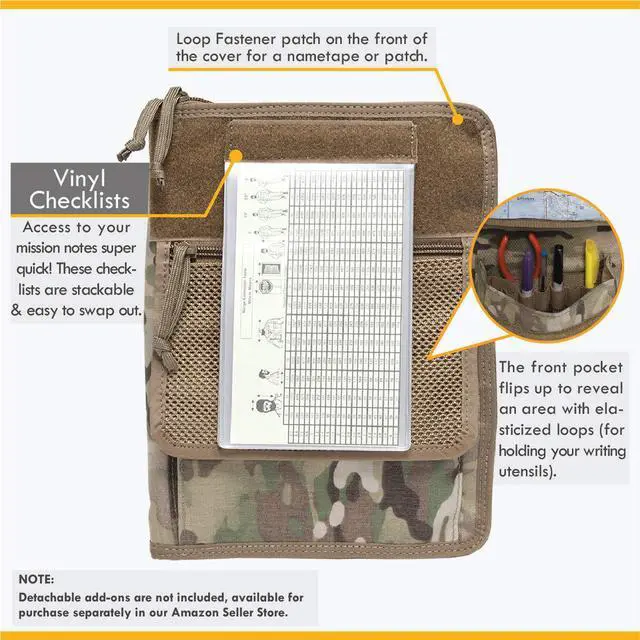 Alt view image 5 of 7 - Tactical Notebook Covers Tactical Leaderbook Cover System | Zippered Case for Notebooks 9" x 6" to 9.75" x 7" with Pen Loops | Durable Organizer for Field Use