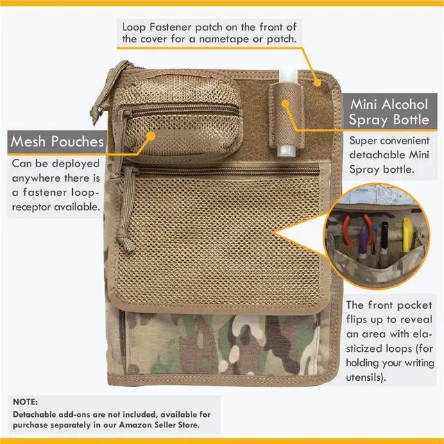 Alt view image 6 of 7 - Tactical Notebook Covers Tactical Leaderbook Cover System | Zippered Case for Notebooks 9" x 6" to 9.75" x 7" with Pen Loops | Durable Organizer for Field Use