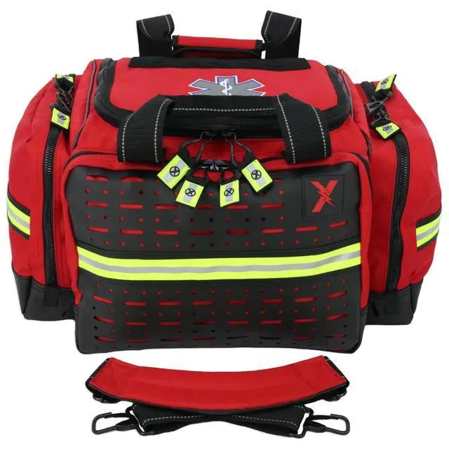 Alt view image 4 of 7 - Lightning X Personalized EMT Trauma Bag Large ALS Medical Bag with 6 Color-Coded Pouches, MOLLE Panel, Waterproof Bottom, Reflective EMS Gear, Custom Embroidered Name or Logo | LXMB35