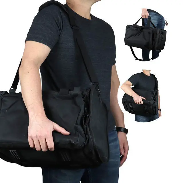 Alt view image 7 of 7 - Tactical Range Bag with Removable Pistol Pouches | Gun Duffle Bag with Removable Pistol Pouches for Ammo, Shooting, Hunting, or Travel