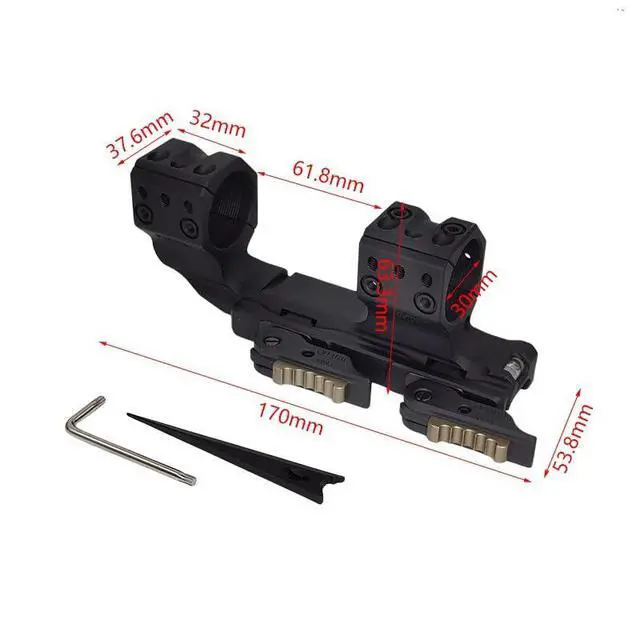 Alt view image 6 of 7 - 34mm Tube Diameter Offset Dual Ring One-Piece Scope Mount 1.50" HighQuick Detachable Cantilever QDP MountAbsolute Co-Witnesswith 10-Degree Wedge & Bubble Level