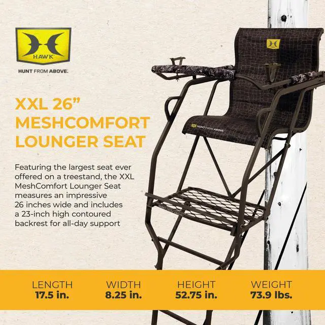 Alt view image 3 of 7 - Hunting Big Denali Ladderstand with Wide Seat, Backrest, Portable Stacking Ladder System and Integrated Weapon Holder, Multicolor
