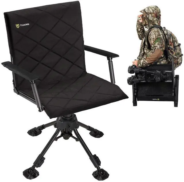 Main image of Hunting Chair with Seat Cover, 360° Silent Swivel Seat, Standard | 4 Adjustable Legs for Any Terrain, Comfort Armrests, Quick-Fold Portable, Ultra-Stable Ground Blind Chair