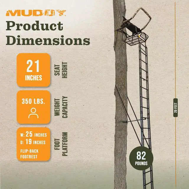 Alt view image 3 of 7 - MLS1550 Skybox Deluxe 20' Tall Single Steel Ladder Tree Stand with Adjustable Padded Shooting Rail for Big Game & Hunting