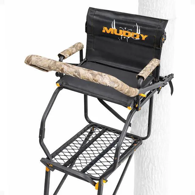 Main image of MLS1550 Skybox Deluxe 20' Tall Single Steel Ladder Tree Stand with Adjustable Padded Shooting Rail for Big Game & Hunting