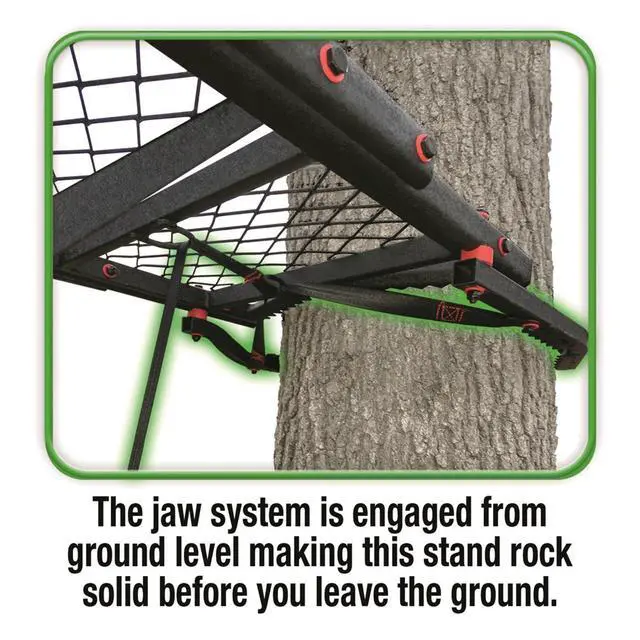 Alt view image 4 of 4 - 15 Double Shot Two-Person Ladder Tree Stand with Grip Jaw System; Portable, Hunting Deer Season