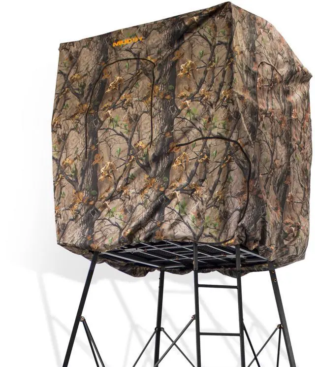 Main image of Steel 7' Quad Pod Hunting Blind Cover w/Zippered Windows, Camouflage (Stand Not Included)