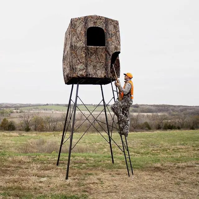 Alt view image 4 of 7 - Steel 7' Quad Pod Hunting Blind Cover w/Zippered Windows, Camouflage (Stand Not Included)