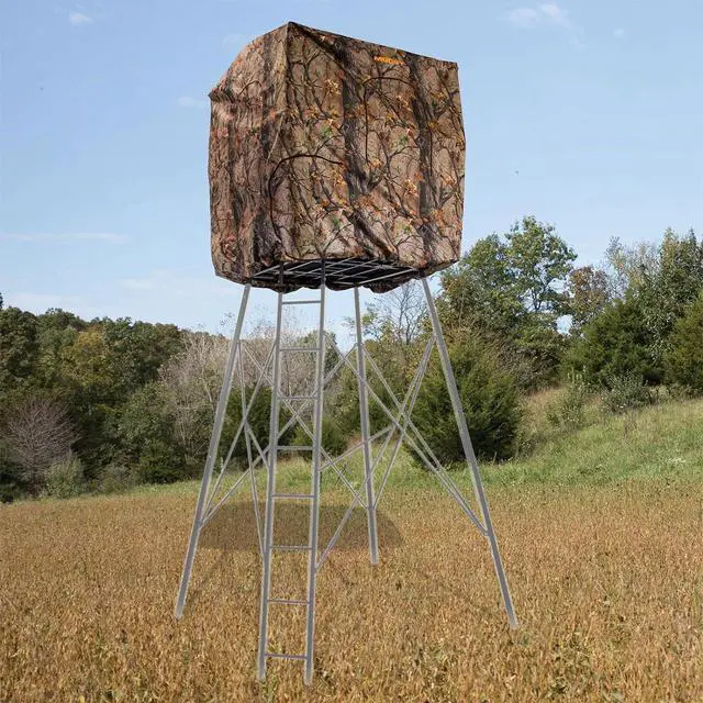 Alt view image 5 of 7 - Steel 7' Quad Pod Hunting Blind Cover w/Zippered Windows, Camouflage (Stand Not Included)