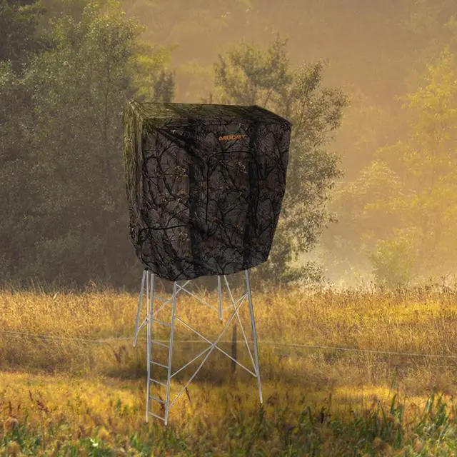 Alt view image 6 of 7 - Steel 7' Quad Pod Hunting Blind Cover w/Zippered Windows, Camouflage (Stand Not Included)