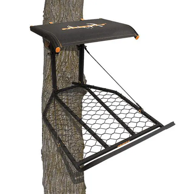 Alt view image 4 of 7 - The Boss XL Wide Stance Hang-On Tree Stand Platform & Hawk Helium Set