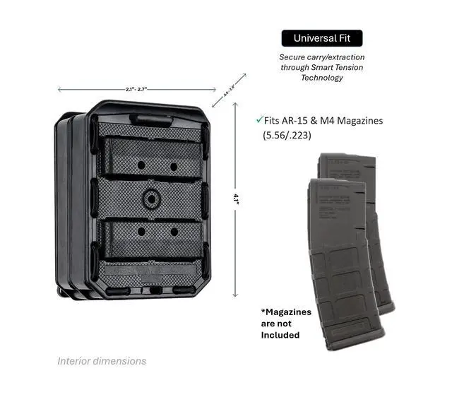 Alt view image 3 of 7 - Heros Pride Flex OWB Single AR Mag Case - Universal Fit with Rotating Belt Adapter - Single or Double Stack 5.56 and.223 Mags - Tactical Utility Case - TAA Compliant