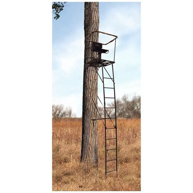 Alt view image 3 of 5 - 16' Swivel Ladder Tree Stand for Hunting Climbing Seat Hunt Gear Equipment Accessories