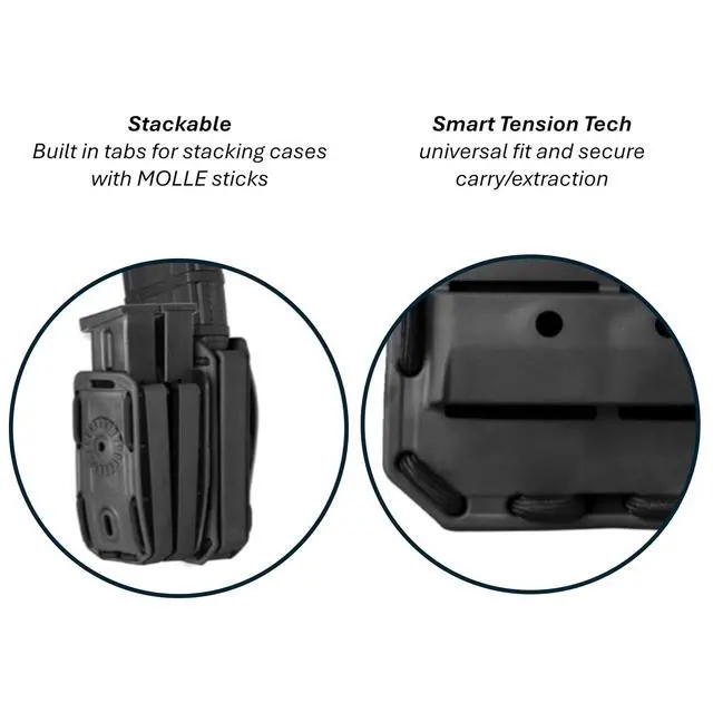 Alt view image 6 of 7 - Heros Pride Flex OWB Single AR Mag Case - Universal Fit with Rotating Belt Adapter - Single or Double Stack 5.56 and.223 Mags - Tactical Utility Case - TAA Compliant