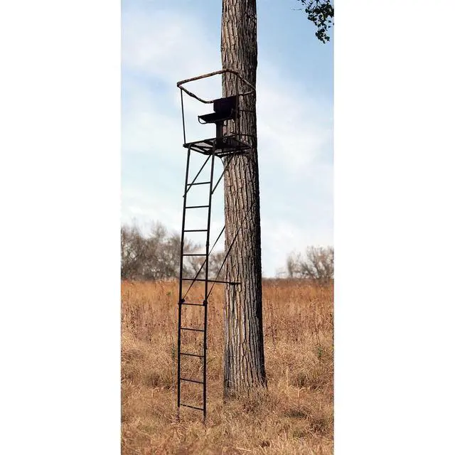 Alt view image 5 of 5 - 16' Swivel Ladder Tree Stand for Hunting Climbing Seat Hunt Gear Equipment Accessories