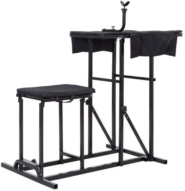 Alt view image 6 of 7 - Foldable Shooting Table, Height Adjustable Shooting Bench with Adjustable Gun Rest, Ammo Pockets, Padded Seat, Portable Shooting Bench Rest for Rifles, Hunting, Outdoor