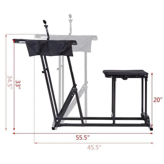 Alt view image 4 of 7 - Foldable Shooting Table, Height Adjustable Shooting Bench with Adjustable Gun Rest, Ammo Pockets, Padded Seat, Portable Shooting Bench Rest for Rifles, Hunting, Outdoor