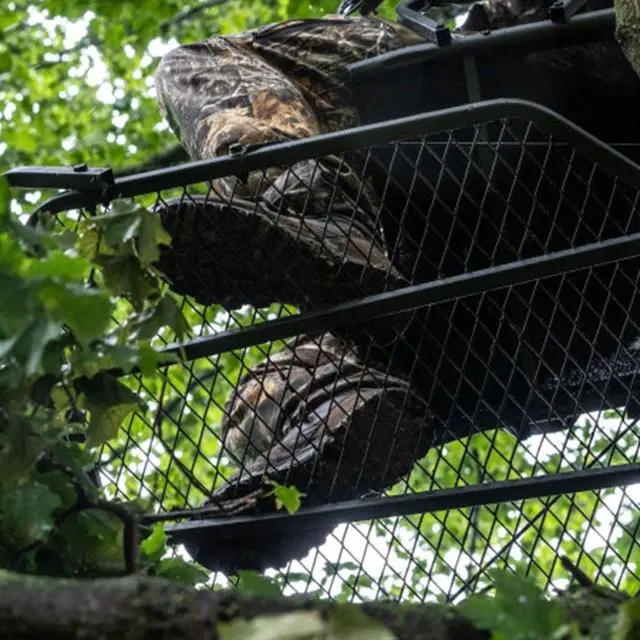 Alt view image 5 of 7 - Big Game Captain XC Hang-On Treestand, Lightweight Steel Construction w/Flip-Back Flex-Tek Seat, 300 lbs Weight Rating, 24"x30" Foot Platform